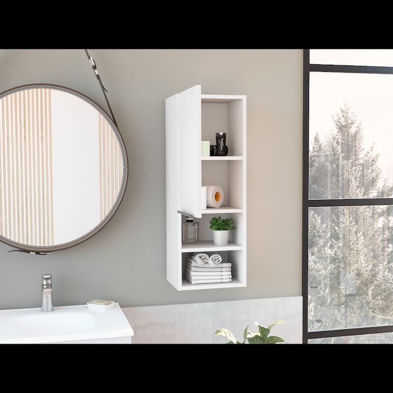TUHOME Mila Wall-Mounted Bathroom Medicine Cabinet with Open & Closed Storage