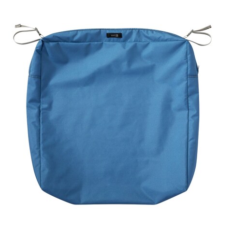Classic Accessories Ravenna Water-Resistant 23 x 23 x 5 Inch Patio Seat Cushion Slip Cover, Empire Blue