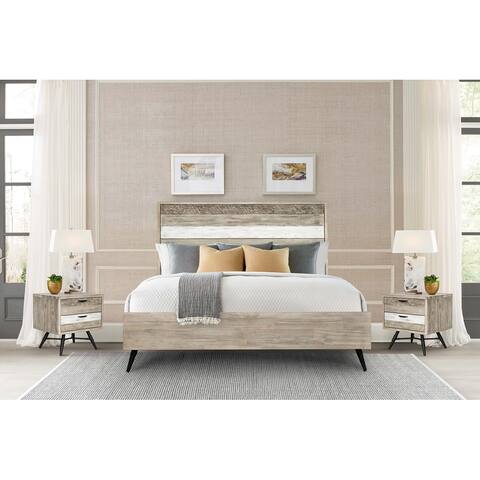 Bridges 3 Piece Bedroom Set in Two-Tone Acacia Wood