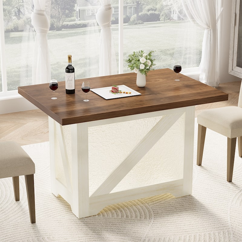 Rossetta 47'' Rectangular Farmhouse Thick Top Dining Table with Translucent Acrylic X-Base