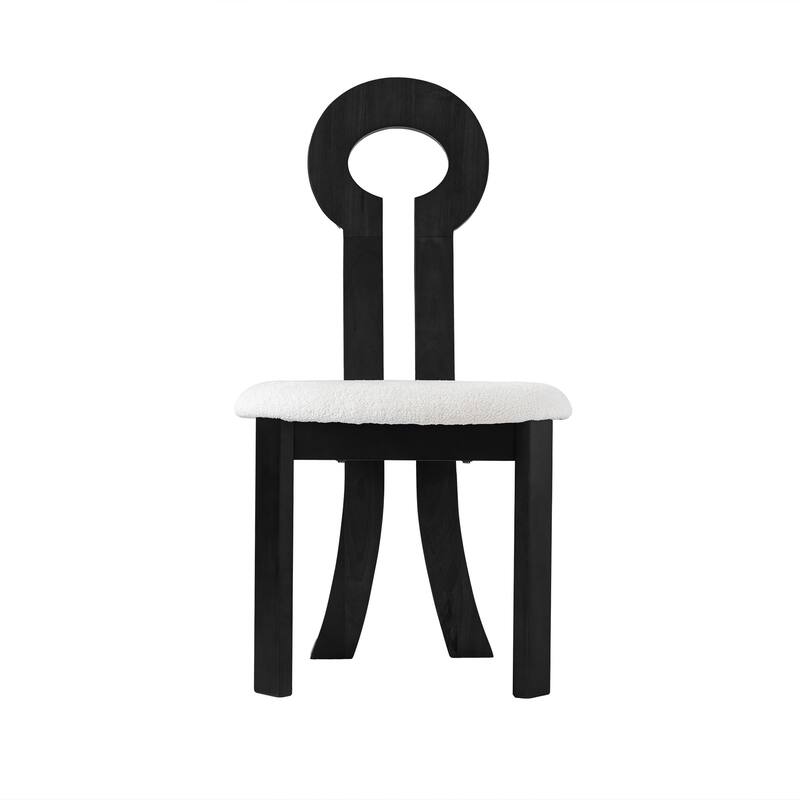2 Piece Solid Wood Armless Kitchen Dining Chair with Round Backrest and Cushion for Dining Room Kitchen Living Room Bedroom