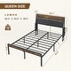preview thumbnail 10 of 8, Queen Bed Frame with Tilted Headboard, LED Lights, Charging Station & Storage, Black + Brown