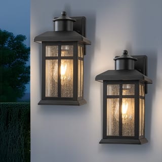 C Cattleya 2 Pack Outdoor Wall Lantern Sconce with Clear Seeded Glass