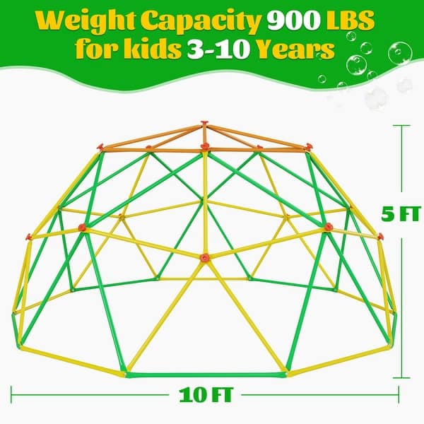 10FT Geometric Climbing Dome Climber Playground for Kids 3-10, Climbing Toys for Kids - N/A