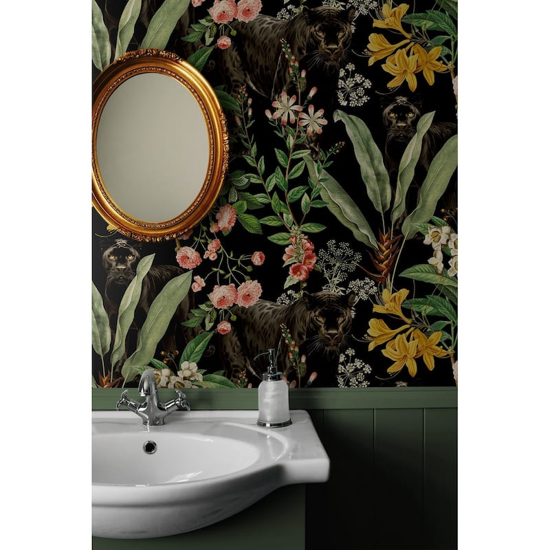 Harry & Grace Panther Jungle Peel and Stick Wallpaper - 20.5 in W x 18 ft. L