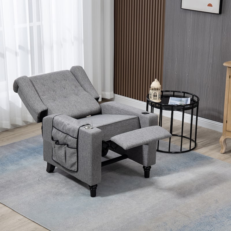 Modern Pushback Manual Recliner Chair Home Theater Seating Wingback Lounge Chair with Vibration and Heat