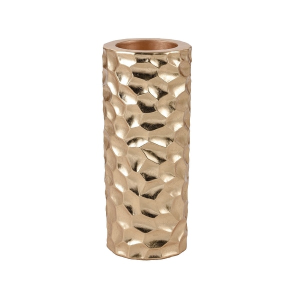 23” Metallic Gold Twist Textured Surface Design Planter - N/A