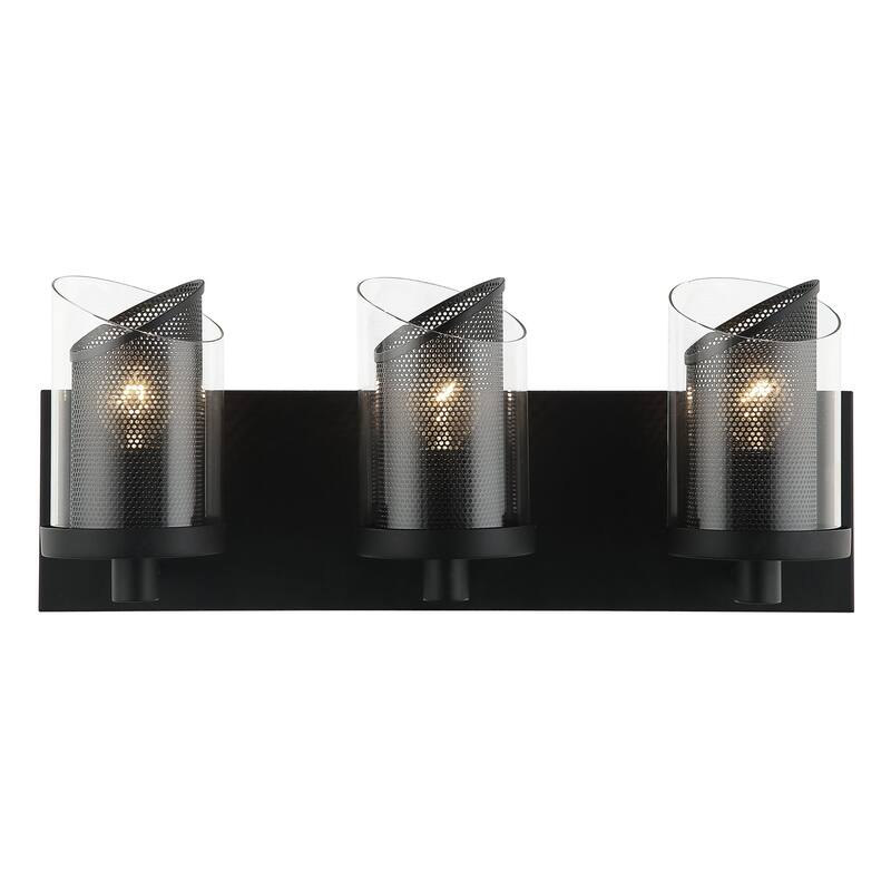 Varaluz So Inclined 3-Light Glass and Mesh Bathroom Vanity Light - Black/Clear