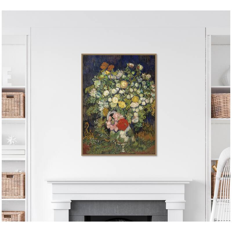 Kate and Laurel Bouquet of Flowers in a Vase 1890 Vincent van Gogh by Nostalgia Prints Framed Canvas Wall Art Print