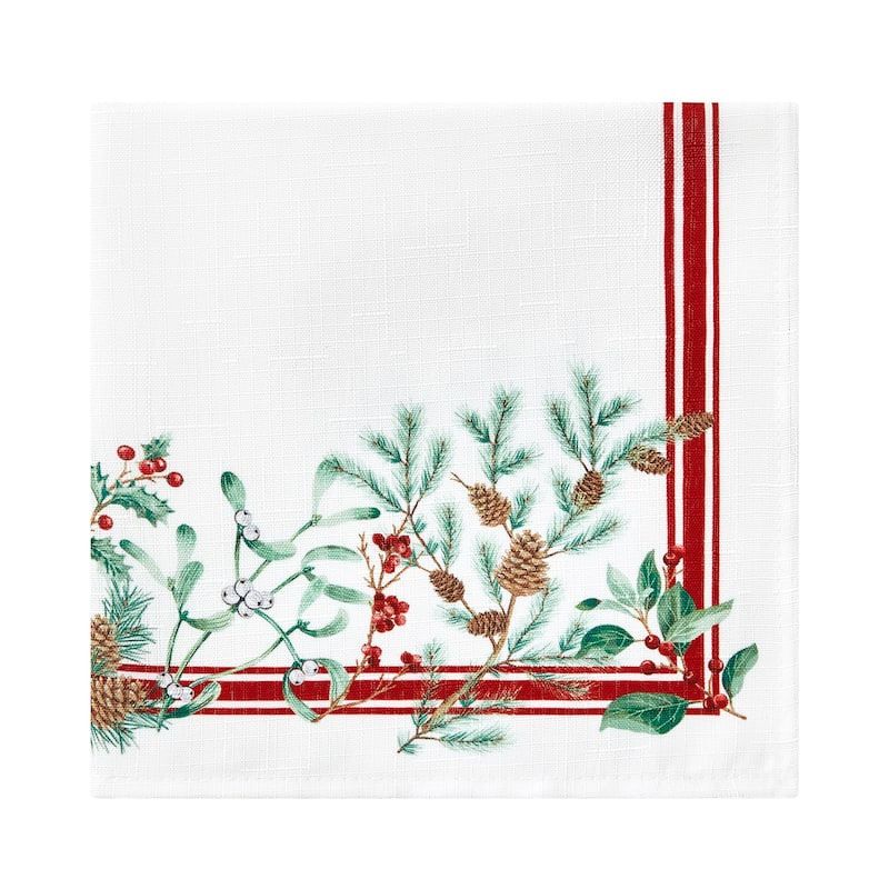 Winter Holiday Berry Fabric Napkin Set of 4
