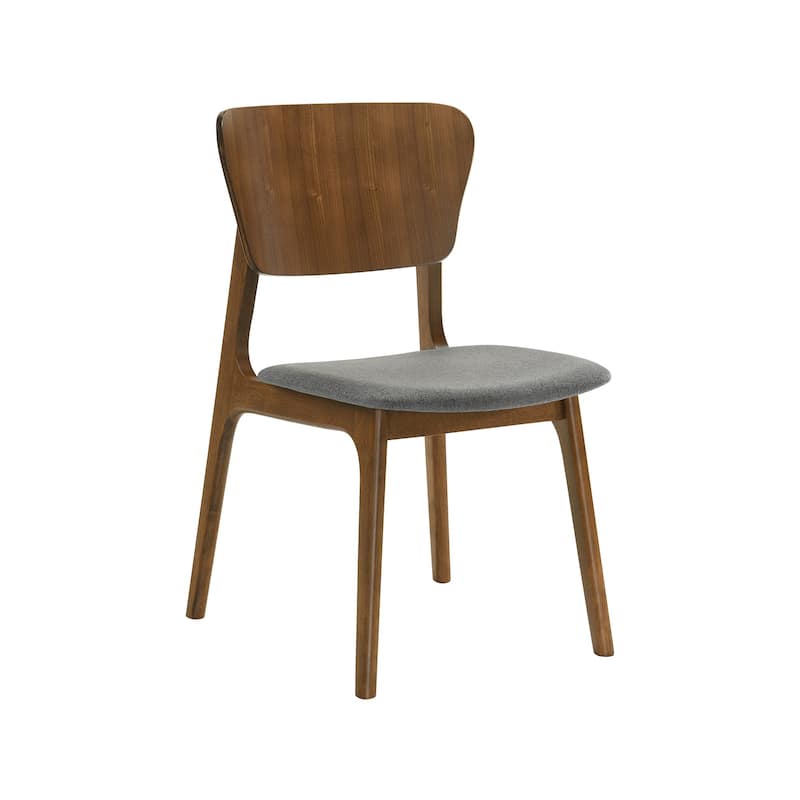 Kalie 24 Inch Dining Chair Set of 2, Charcoal Fabric Seat, Walnut Brown