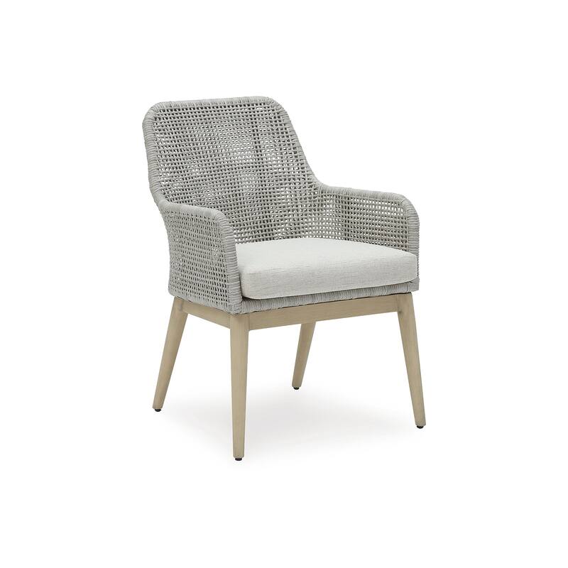Signature Design by Ashley Seton Creek Gray Outdoor Dining Arm Chair (Set of 2) - 25.25" W x 24.5" D x 36" H