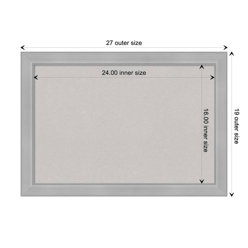 Vista Brushed Nickel Narrow Framed Grey Corkboard Bulletin Board - Board Size 24x16
