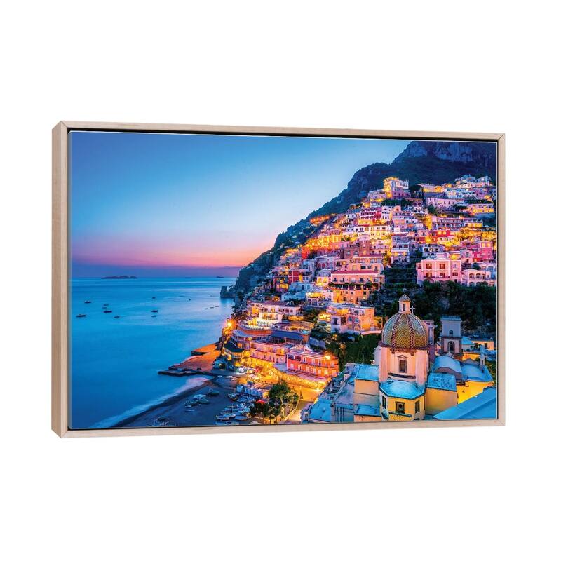 "Positano, Church Santa Maria Assunta Sunset " by Susanne Kremer Framed