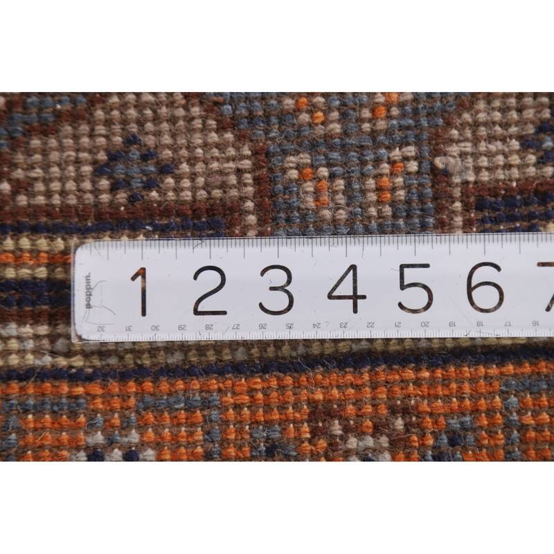 Geometric Orange Heriz Serapi Runner Rug Hand-knotted Wool Carpet - 2'8"x 7'11"