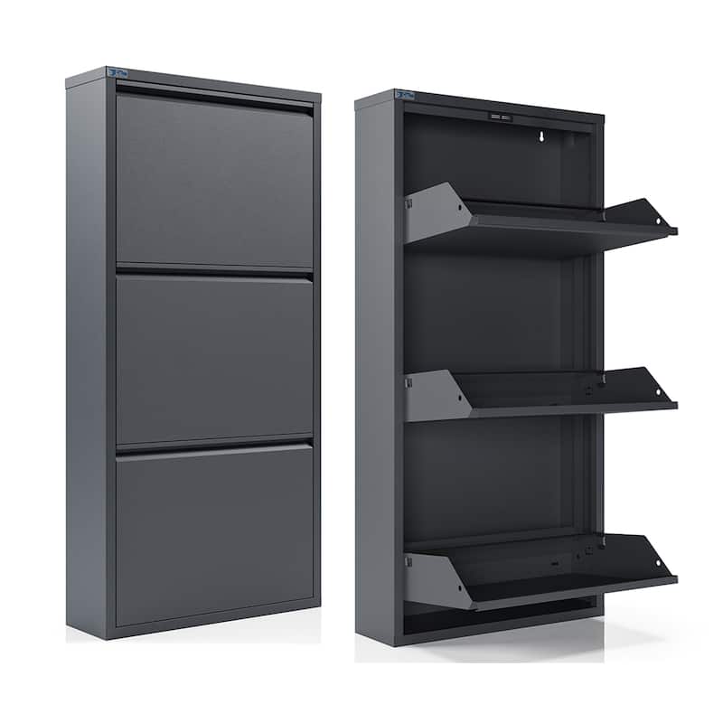 Antibacterial 3 Tier metal shoe cabinet without holes