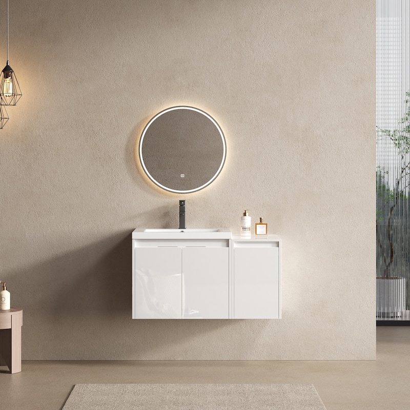 Float Mounting Bathroom Vanity With Resin Sink