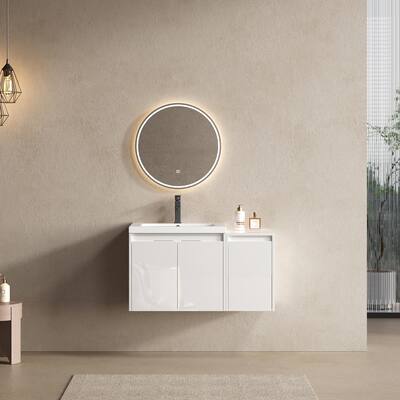 Float Mounting Bathroom Vanity With Resin Sink