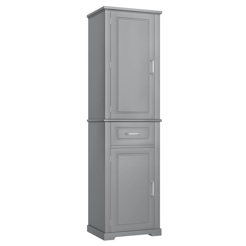 72.2" Tall Bathroom Storage Cabinet - Freestanding with 2 Door Sizes, Adjustable Shelf, MDF Board, Painted Finish