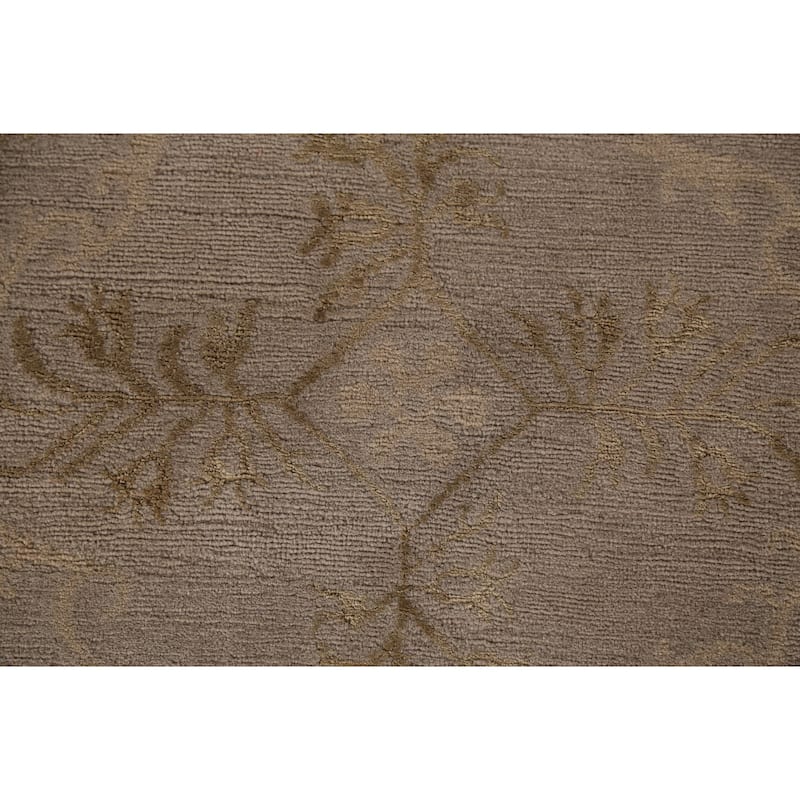 All-Over Beige Nepalese Contemporary Area Rug Handmade Wool Carpet - 4'1"x 5'11"