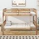 preview thumbnail 4 of 16, Twin Over Twin Rubber Wood Bunk Bed with Trundle, Convertible into 2 Twin Size Beds-Natural