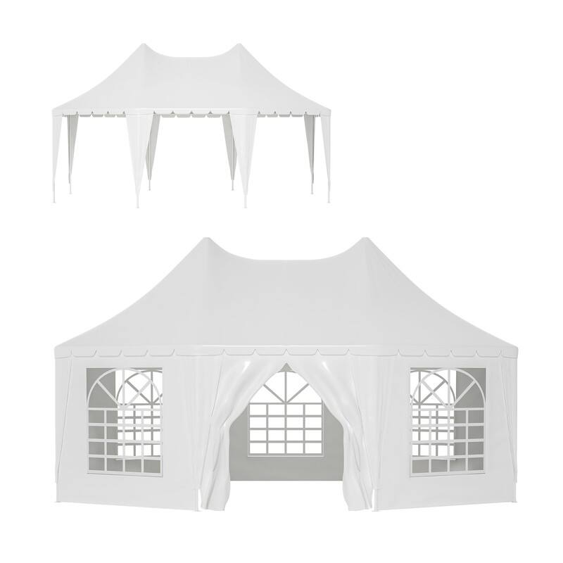 20x15ft Heavy Duty Party Tent for Weddings, Events and Outdoor Gatherings (White) - 238.92”(L) x 175.2”(W) x 141.73”(H) - 238.92”(L) x 175.2”(W) x 141.73”(H) - White