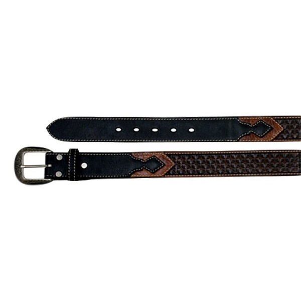 HOOey Western Belt Mens Tooled Leather Geometric Black 1654BE1 - Overstock - 15445042