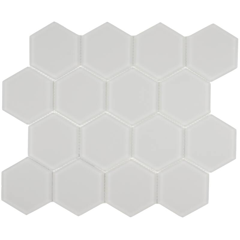 3" Beehive 10.25 in. x 11.75 in. Hexagon Glass Mesh-Mounted Mosaic Tile
