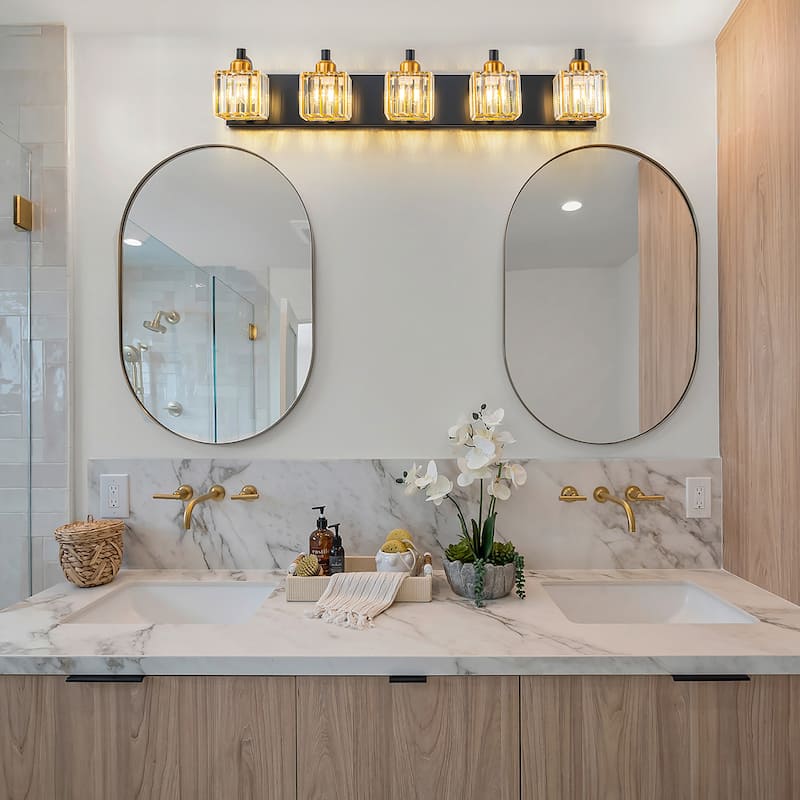 Dimmable Square Bathroom Crystal Vanity Light Wall Sconces