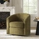 preview thumbnail 66 of 106, Cuenca Modern Living Room Wooden Upholstered 360° Swivel Barrel Chair with Metal Base and Wide Backrest Moss