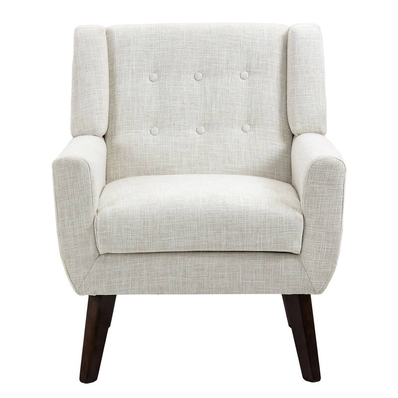Mid Century Modern Button Tufted Accent Chair with Wood Legs