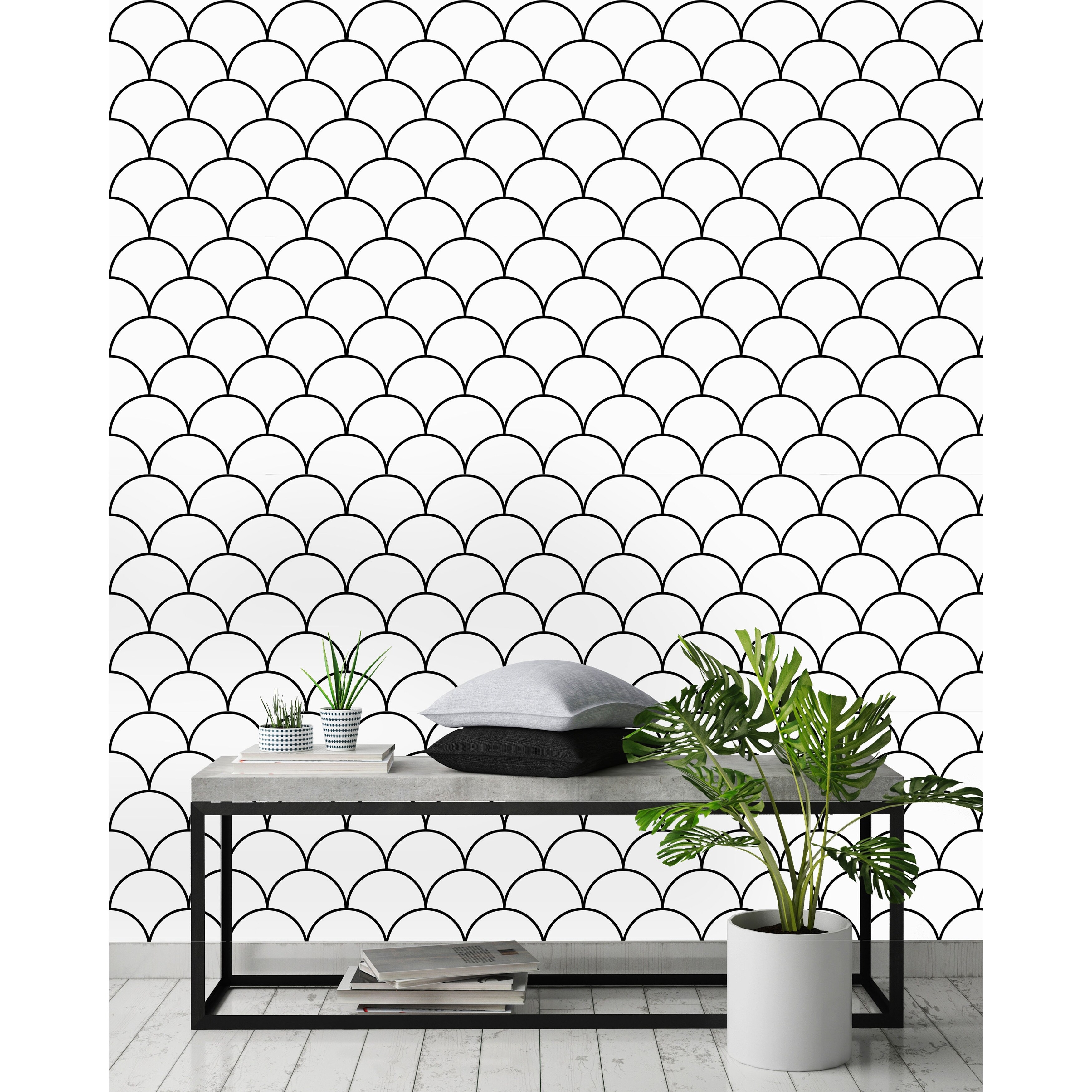 Black and White Scallops Peel and Stick Wallpaper Bed Bath & Beyond