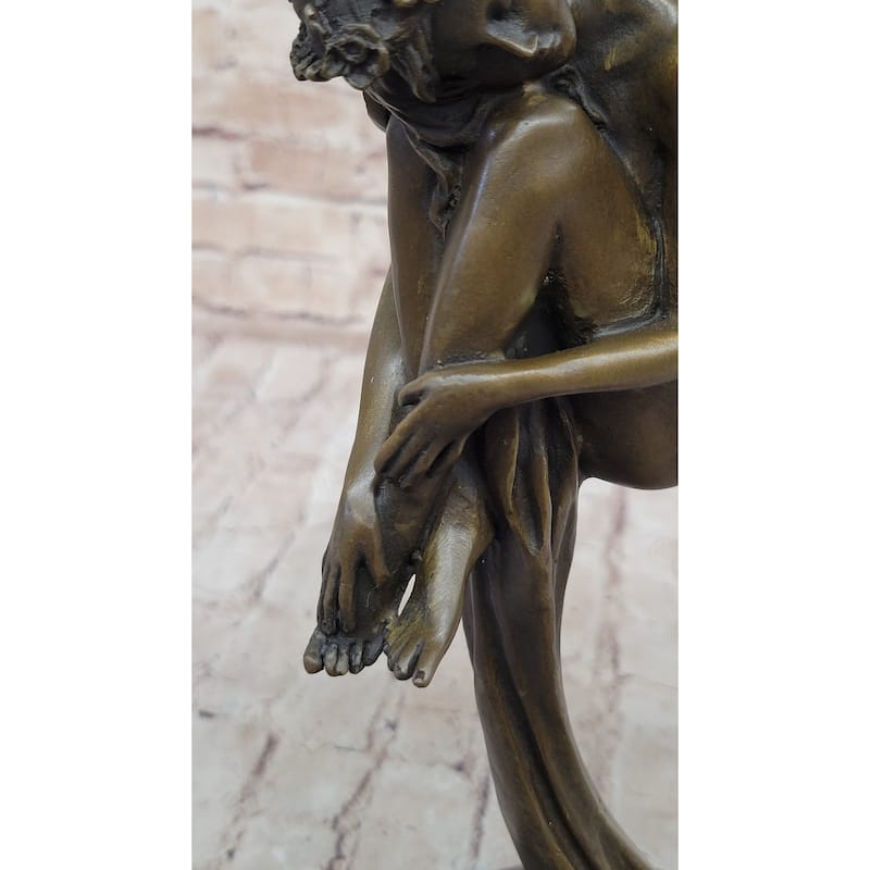 Sleeping Winged Fairy Angel Nymph Bronze Fantasy Statue Sculpture Collectible 15.5 Inches X 6 Inches