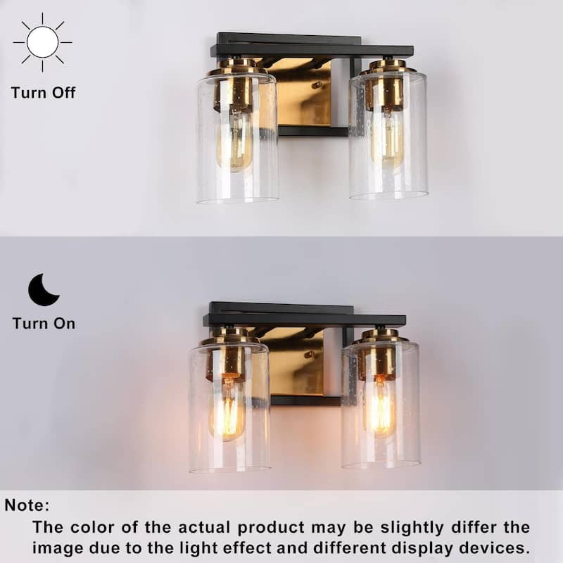 Modern Black Gold Seeded Glass Bathroom Vanity Lights Wall Lighting