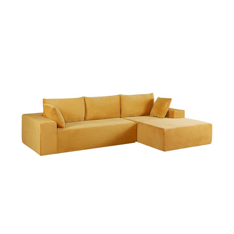 Modular Sleeper Sofa with Wide Armrest Corduroy L Shaped Sectional Couches for Living Room, No Assembly