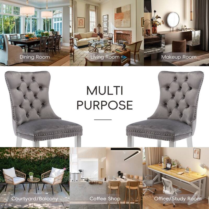 Tufted Naliheads Solid Wood Upholstered Dining Chairs (Set of 2)