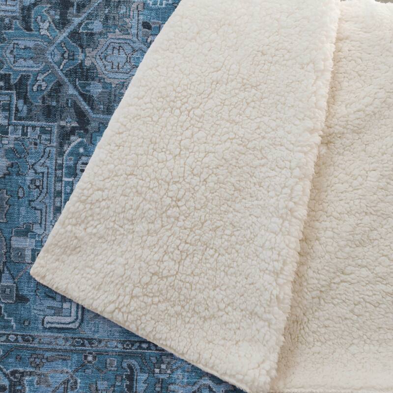 Premium Machine Washable Traditional Persian Sherpa Throw Blanket