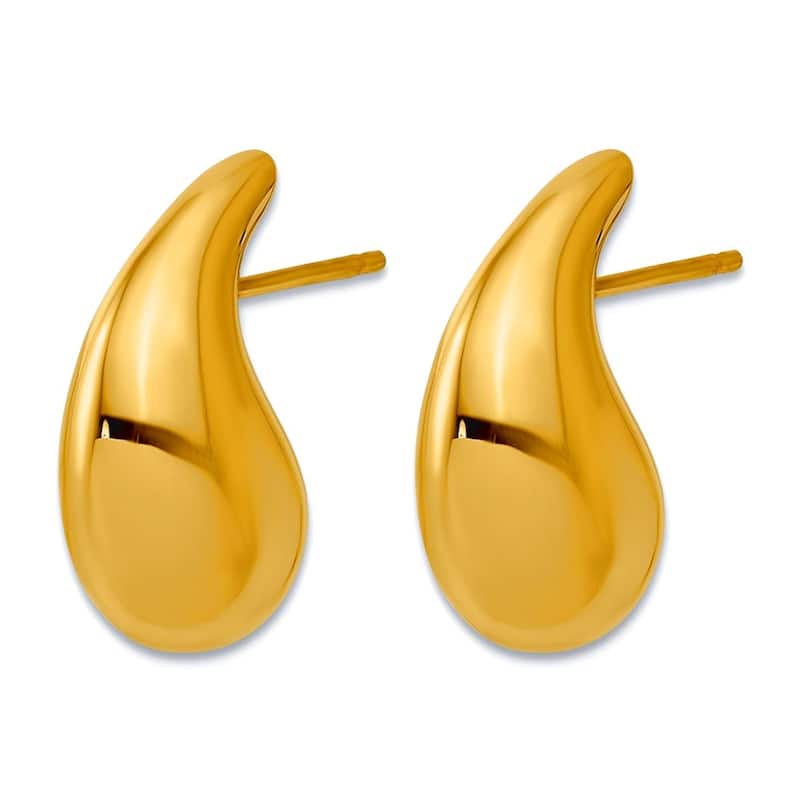 Curata Solid 18k Yellow Gold Italian 20x9.4mm Puffed Teardrop Dangle Earrings