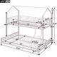preview thumbnail 5 of 14, Pink Metal House Bunk Bed with Roof, Ladder, and Fence for Kids