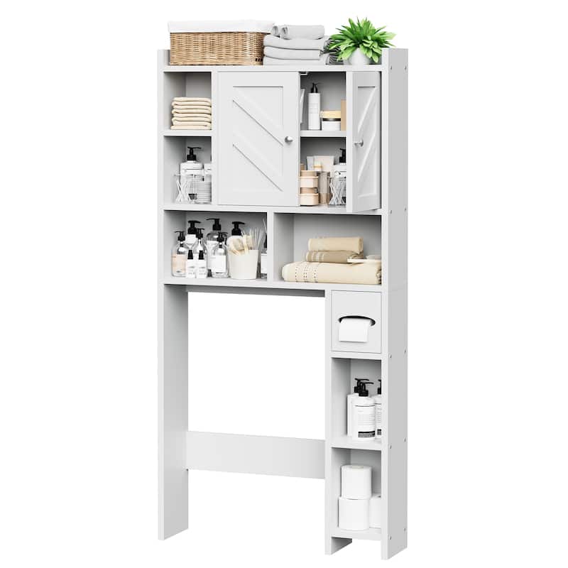 Over-The-Toilet Storage Cabinet – 2-Door Bathroom Organizer with Tissue Holder
