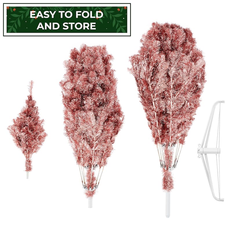 6ft Rose Gold Artificial Holiday Christmas Tree with Metal Stand - Rose Gold - 6 ft