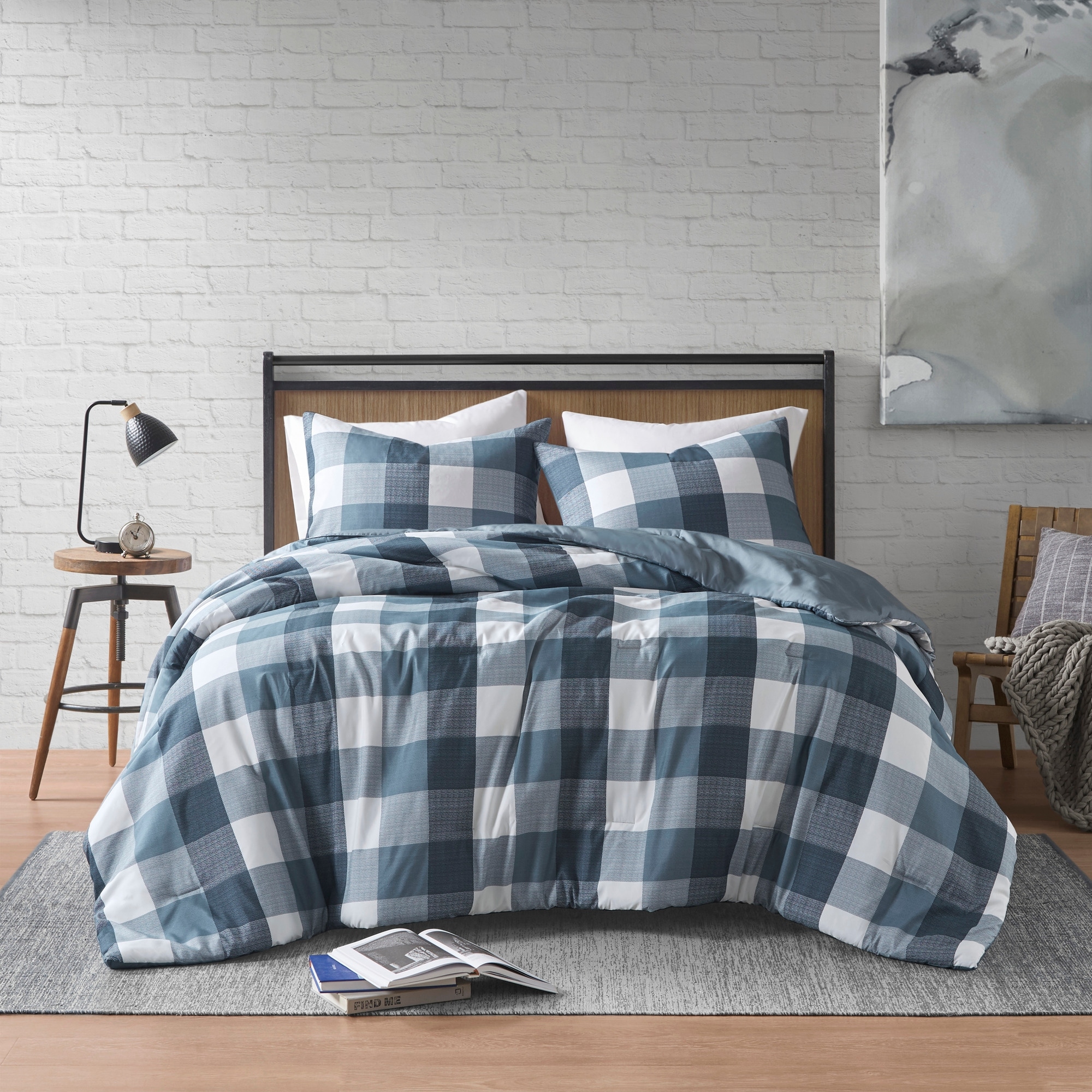 Charcoal Bryce Buffalo Check Patterned Duvet Cover & Sham