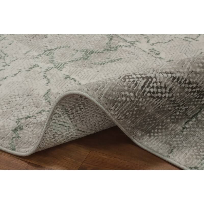 Machine Made Oriental Polyester Carpet Modern Abstract Greys & Charcoal Abstract Area Rug - 7' 5'' X 5' 2''