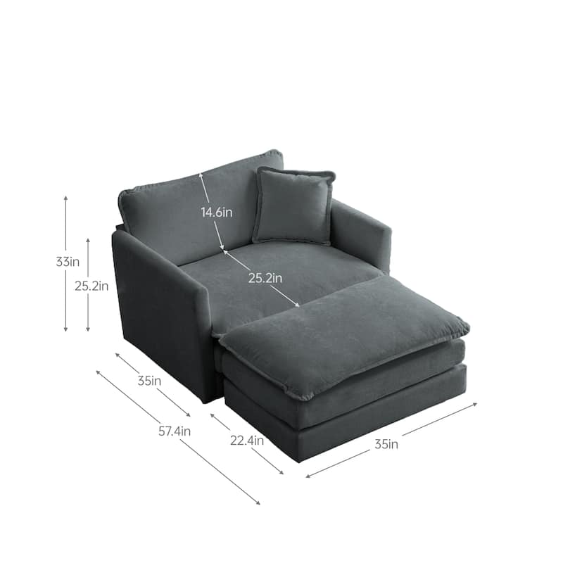 Modern Accent Chair with Ottoman, Club Chair Upholstered Armchair Reading Chair Modular Sectional Sofa