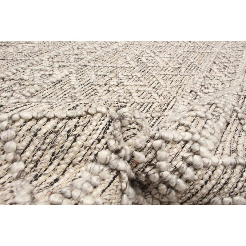 ECARPETGALLERY Braid weave Sienna Grey Wool Rug - 5'1 x 7'10