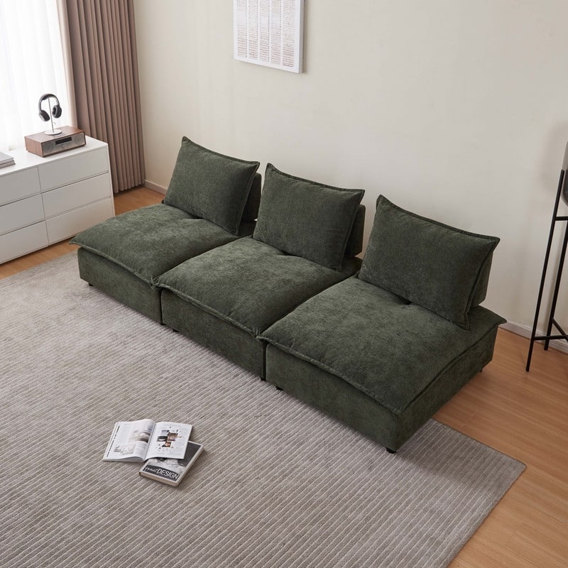 Armless Super Soft Chenille Modular Sofa Design (2 & 3 Seater)