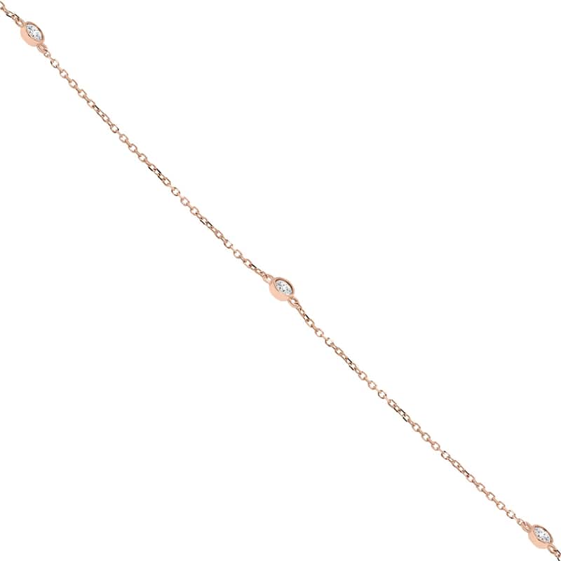 Marquee 1/2 Carat TW Bezel Set Diamond Station Necklace in 14K Rose Gold