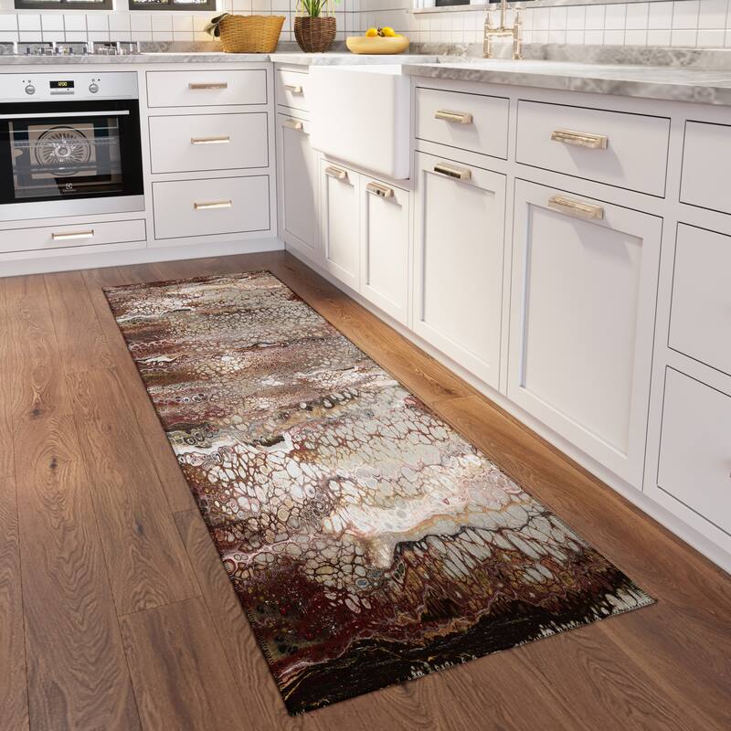 Indoor/ Outdoor Addison Karina Abstract Area Washable Rug - 2'3" x 7'6" - Riverbed