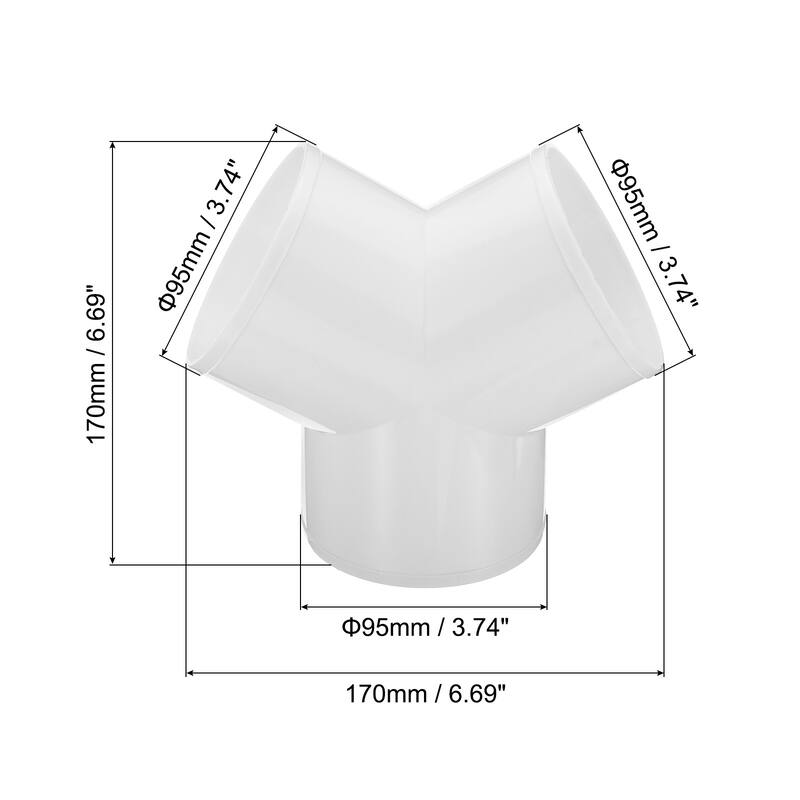 4 Inch 3 Way Duct Splitter Y Connector Air Vent Duct Connector - White - White