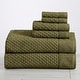 preview thumbnail 44 of 197, Linery & Co. Cotton Diamond Waffle Texture Bath Towels 6 Piece Set W/ Bath Sheets - Olive